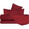 VANITA' DI RASO Completo letto Lenzuola di Raso Matrimoniale, Made in Italy, Lenzuolo piano 240x290cm + Lenzuolo Sotto con Angoli 160x190cm + 2 Federe a 2 Volani 50x80cm - Bordeaux