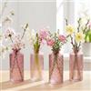 levandeo Set di 4 vasi rosa, altezza 14 cm, in vetro, decorazione da tavolo, per la primavera, decorazione floreale