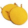 Russo Tessuti Set 6 Cuscini Coprisedia Cucina Sgabelli Rotondi Lacci Double Face Sfoderabili-Giallo