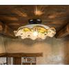Mondocreazioni Plafoniera Spot da Soffitto, 1 Luce, Ferro Battuto e Ceramica Siciliana, Cucina, Bagno e Veranda (LIMONI)