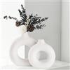 CEMABT Vasi per erba di pampa, vaso creativo moderno per la casa, vaso fatto a mano in ceramica bianca fiori secchi ornamenti per ufficio, decorazione domestica