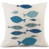 HNDXLHH Cuscini per Divano 45x45 Pesce Verde Blu Cuscini per Divano Cotone Biancheria Guanciali Letto, con Cerniera Invisibile Cuscino Letto Moderni Federe Cuscini per Divano Soggiorno