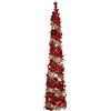 Totò Piccinni Albero di Natale POP UP slim artificiale con apertura semplice e veloce salvaspazio (Rosso/Silver (Senza Luci), 180 Cm)