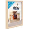 PHOTOLINI 3D cornice 30x40 cm naturale, profonda con vetro e passe-partout, cornice per oggetti fino a 1,5 cm di profondità, legno MDF - perfetta per il fai da te e come regalo