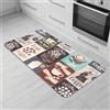 Comart - Tappeto Cucina Malaga - Passatoia 100% PVC - Antimacchia - Antiscivolo - Impermeabile - Tappetino Lavabile in Lavatrice - Corsia Moderna per Cucina e Corridoio - Vintage Coffee - 55x100 cm