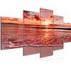 Runa Art - Quadri Tramonto Spiaggia 200 x 100 cm 5 Pezzi XXL Decorazione Murale Design Rosa Rosso 607951b