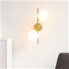 maolo Applique da Parete Interno Moderna Oro con Doppia Sfera in Vetro | Attacco 2xG9 IP20 Elegante per Soggiorno, Sala da Pranzo, Corridoio (Oro)