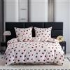 Cotton Market Biancheria da letto - Set di biancheria da letto, 3 pezzi, copripiumino 135 x 200 cm e 1 federa 70 x 80 cm, cuori (bianco)