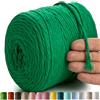 MeriWoolArt® Corda di Cotone 4mm 225m Corda Macramè Naturale, Filato Morbido per Tessuto da Parete, Macrame Fatto A Mano Parete Appeso Boho, Piume Macramè Acchiappasogni, Decorazione Macramè Fai Da Te