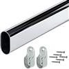 Gedotec appendiabiti in metallo cromato lucido | 30 x 15 mm, 1000 mm | 1 bastone per tende - adatto per l'armadio | con montaggio a parete laterale | Appendiabiti per tende