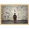 ConKrea Quadro su Tela Canvas INTELAIATO - con Cornice - Motivazionale - Idee Idea Psicologia - Marketing - 70x100cm - Stile Contemporaneo Legno Naturale - (cod.2242)