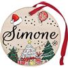 Corredino Neonato Pallina di Natale Personalizzata con Nome Simone, Decorazione Natalizia in legno 100% Italiana, cerchietto albero natale da 8 cm (legno, Simone)