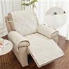 FANSU Copripoltrona Relax Reclinabile Elettrica Universale con Tasche, 1 Posto Copripoltrona Reclinabile Coprisedile con Fascia Elastica, Fodere per Poltrona Lavabile (Beige)