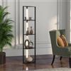 HOMCOM Lampada da Terra con 4 Ripiani Regolabile 41x29.5x163.5 cm Nero