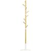 HOMCOM Albero Appendiabiti a 8 Ganci con Base Rotonda, Appendiabiti da Terra in Bambù, Legno e Metallo, Ø37.8x175.6 cm, color Legno e Bianco