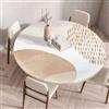 Morbuy Plastificata Tovaglia Rotondo con Bordo Elastico, Tovaglie da Tavola Antimacchia Plastica Tovaglia per Salotto Caffè Pranzo Giardino Decorazione -Astratto Pittura 3D (Cachi,100cm)