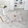 Morbuy Tappeto Soggiorno Soffice Morbido Tappeto a Forma di Fiore Antiscivolo Lavabile Tappeti Rotondo Moderni Interno Decorativo per Sedia Girevole Salotto Camera da Letto (120cm,Loto Bianco)