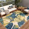 TAPISO Patio Tappeto Salotto Esterno Pelo Corto Design Moderno Floreale Foglie Monstera Effetto 3D tonalità Verde Blu Sala Camera Terrazza Balcone Outdoor Indoor Oeko-Tex 160 x 220 cm