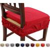 Russo Tessuti Set 6 Cuscini Sedia Coprisedia Imbottiti Vesto Molla Loneta Elastico Tinta Unita -Rosso