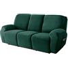 WJHDWYD Copripoltrona Relax Elasticizzato per 1 2 3 Posti, Morbido Velluto Fodera per Poltrona Reclinabile Copridivano Sofa Protettore Fodera per Divano Antiscivolo(Verde Scuro,3pcs)