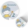 FERDINANDO FAMA' FAMÀ - Etichette Adesive Personalizzate Compleanno Bimbi Principino Ø 38 mm - Sticker Personalizzati con Nome e Data 175pz