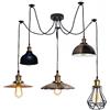 DC VOLTAGE Lampada a sospensione a 5 bracci fai da te, 5 lampade E27 vintage industriali, lampadario a sospensione retrò, altezza regolabile 2 m, soggiorno, sala da pranzo (SPIDER 5, con lampadina)