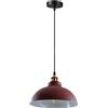 LEDSone Lampadario a sospensione in stile vintage industriale retrò con paralume a cupola curvilineo bordeaux E27 UK Holder