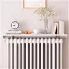Generic Aggiornato Mensola Galleggiante sopra Termosifone Senza Foratura - Copricalorifero Bianco di Alluminio - Mensola Calorifero con Staffa Facile da Montare, Cuscinetto di Carico 28kg,L 80cm/31.7in