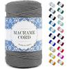 Uiopa Corda Macrame, Filo Macrame Corda Cotone, 4 Fili Cordoncino Cotone Spago Colorata, Cordino per Borse Uncinetto Arazzo da Parete Artigianato Fai Da Te Appendini per Piante