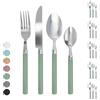 IlGruppone Servizio 24 Pezzi Posate Tavola Acciaio Inox Manici Colorati Tinta Unita Colori Moderni 6x Forchetta Coltello Cucchiaio Cucchiaino Lavabili Lavastoviglie Certificate Contatto Alimenti - Salvia