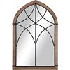 HOMCOM Specchio da Parete ad Arco con Dettagli Moderni e Ganci, Specchio a Muro in MDF e Vetro, 60x93 cm, Marrone e Nero