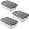 PALUPLUS 3 Contenitori Multiuso Basso con Ruote e Coperchio ANTRACITE, misura 60x40x18,5 cm e Capacità 24 Lt, Porta biancheria Trasparente, Organizer box salvaspazio per Scarpe, Vestiti - 633F -3,95