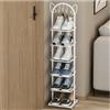 DOUZIO Scarpiera Stretta, Scarpiera Alta Scarpiera Autoportante Scarpiera Sottile In Metallo A Forma Di Orecchio Di Gatto Organizer Per Scarpe Verticale Per Corridoio All'aperto(Size:6 layers,Color:Bianco)