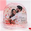 Wanapix | Palla di Neve Cuori Personalizzata con 2 Foto | Personalizzata con Foto e Testo | Palla di Neve con Cuoricini | San Valentino/Amore/innamorati | 8,5x9 cm