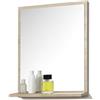 FreshYou Specchio da bagno con 1 ripiano, sospeso, specchio per corridoio, camera da letto, bagno, Sonoma Oak 60X70 cm