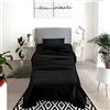 Il Gruppone Passione Casa IlGruppone Set Lenzuola 100% Cotone Di Flanella Completo Letto Made In Italy Anti-Pilling Tinta Unita Lenzuolo Sopra Sotto Federe (Singolo, Nero)