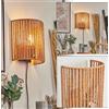 hofstein Lampada da parete Colmeal, lampada in metallo/corda/rafia nero/naturale, dal design boho, con spina e interruttore, cavo rimovibile, effetto luce UP&Down, 1x E27, senza lampadina