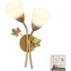 Chao Zan Lampada da Parete,Stile Rustiche Fiori Applique da Parete con Vetro Paralume E27 Lampada da Muro Pastorale Luce da muro creativo per Soggiorno Camera da Letto Corridoio sala da pranzo cucina, oro