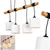 hofstein Lampada a sospensione Zambia, lampada a sospensione in metallo/legno in bianco/natura,4 x E27, altezza massima 200 cm, lampada a sospensione con travi in legno e paralumi in tessuto, senza lampadina