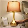 Chao Zan Lampada da Tavolo Oro in Metallo Satinato e Paralume in Tessuto Bianco Luce con Attacco E27 e Paralume in Stoffa Dorata Lampada da Comodino E27 Lampada da Scrivania Soggiorno Camera da Letto (Rosso)