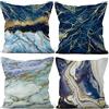 Aoihrraan Fodere per Cuscini Set di 4 Struttura Geometrica Di Marmo Copricuscini Da Tiro Blu Navy Dorato Morbido Peluche Corto Quadrato Federa per Divano Camera da Letto Auto Sedia Casa Decoro 50x50cm