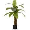 MAIA SHOP Banano artificiale 120 cm, pianta finta da interno con tronco naturale, albero decorativo realistico per casa ufficio hotel