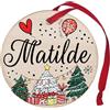 Corredino Neonato Pallina di Natale Personalizzata con Nome Matilde, Decorazione Natalizia in legno 100% Italiana, cerchietto albero natale da 8 cm (legno, Matilde)