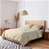 TESSILBOSIO Parure Copripiumino Matrimoniale - Copri Piumino 250x200 + Patella e 2 Federe 50x80 - Copri Piumone Microfibra No Stiro Effetto Stropicciato, Finiture Artigianali - Sacco Riutilizzabile (Crema)