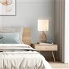lux.pro Lampada da Comodino Lampada da Tavolo con Paralume Cilindrico in Tessuto Bianco Base Lampada con Corda di Iuta E14 40W