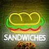 ATTNEON Insegna al neon a forma di sandwich per decorazione da parete, luce al neon a LED per panini aziendali, luce al neon per fast food, cartelli decorativi per ristoranti, cucine, negozi, feste,
