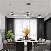 FUMIMID Lampadario Sospensione LED Lampada Soggiorno Lampadario Dimmerabile Con Telecomando Lampade Sospensione Moderne Tavolo Pranzo Soffitto Luminoso Acrilico Rotondo in Alluminio,Nero,2 laps 40+60cm
