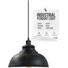 LEDSone Industrial Pendant Light Retro Chandelier Ceiling Light Vintage Lamp Ceiling Lighting Metal Shade for Restaurant Living Room Bedroom Kitchen Hallway Bar (Nero Interno Bianco)