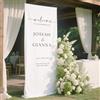 WEIYOUDP Cartello di benvenuto personalizzato in tessuto, cartello di benvenuto per matrimonio moderno con nomi e data, cartello in tessuto, segni di matrimonio personalizzati in lino, decorazione per