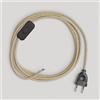 creative cables Creative-Cables Cablaggio per lampada con cavo in juta da 1,8 m - (Cavo 2x0,75 mm² beige RN06, spina EU e interruttore neri) - Conforme a standard di sicurezza